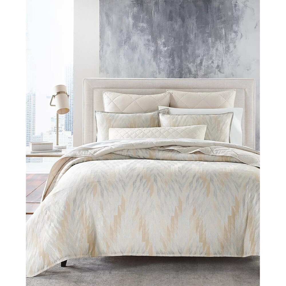 Hotel Collection Textured Chevron 3-Pc Duvet Cover Set Full/Queen–Luxury Bedding